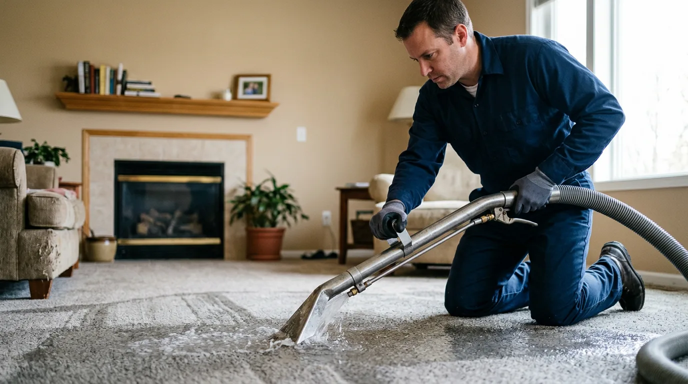 Water damage restoration technician working near Saint Charles, MN